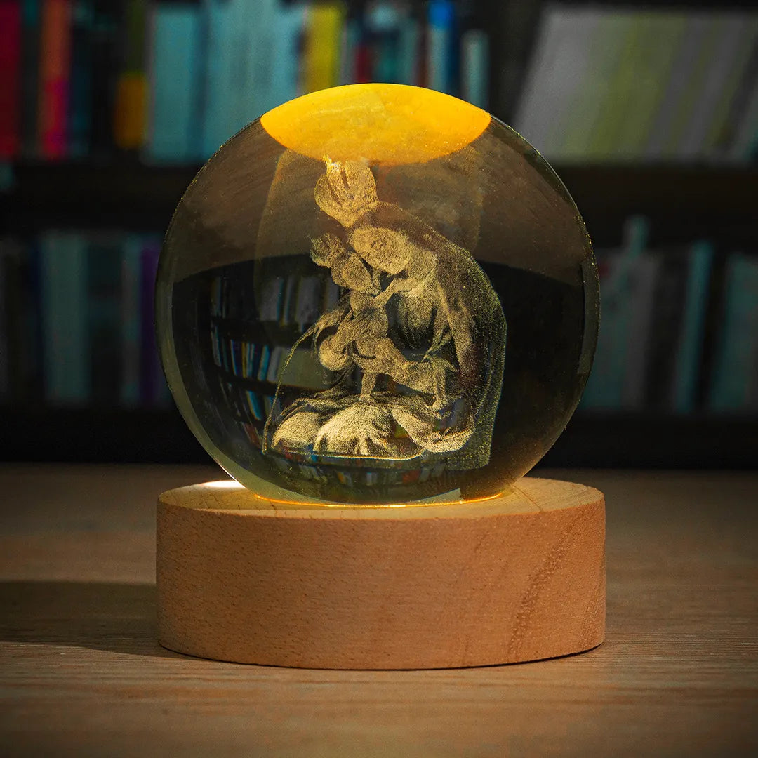 Esfera de Cristal 3D Religiosa con Iluminación LED