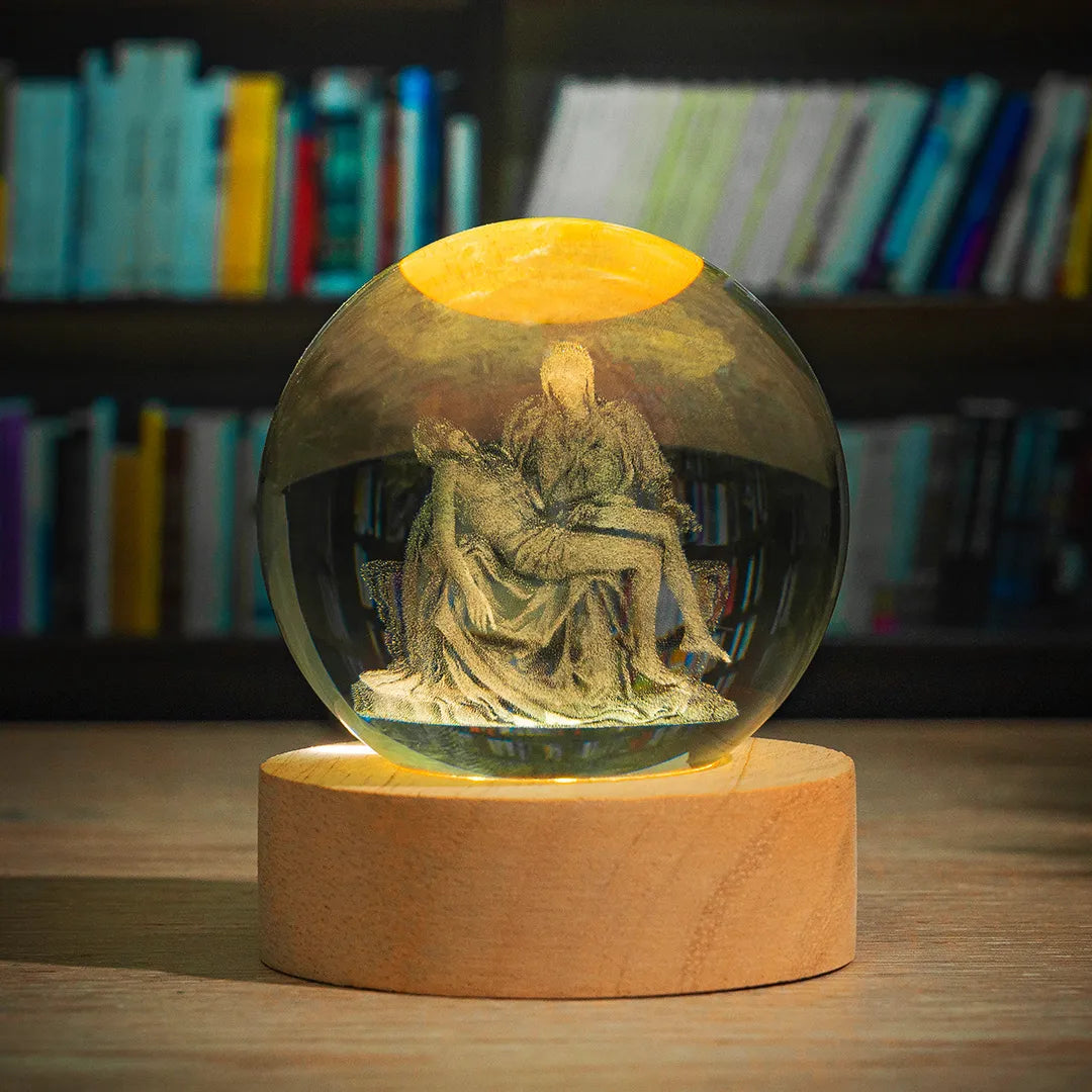 Esfera de Cristal 3D Religiosa con Iluminación LED