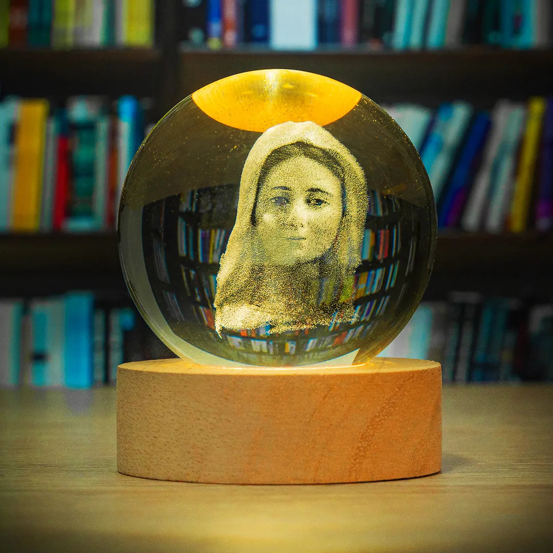 Esfera de Cristal 3D Religiosa con Iluminación LED