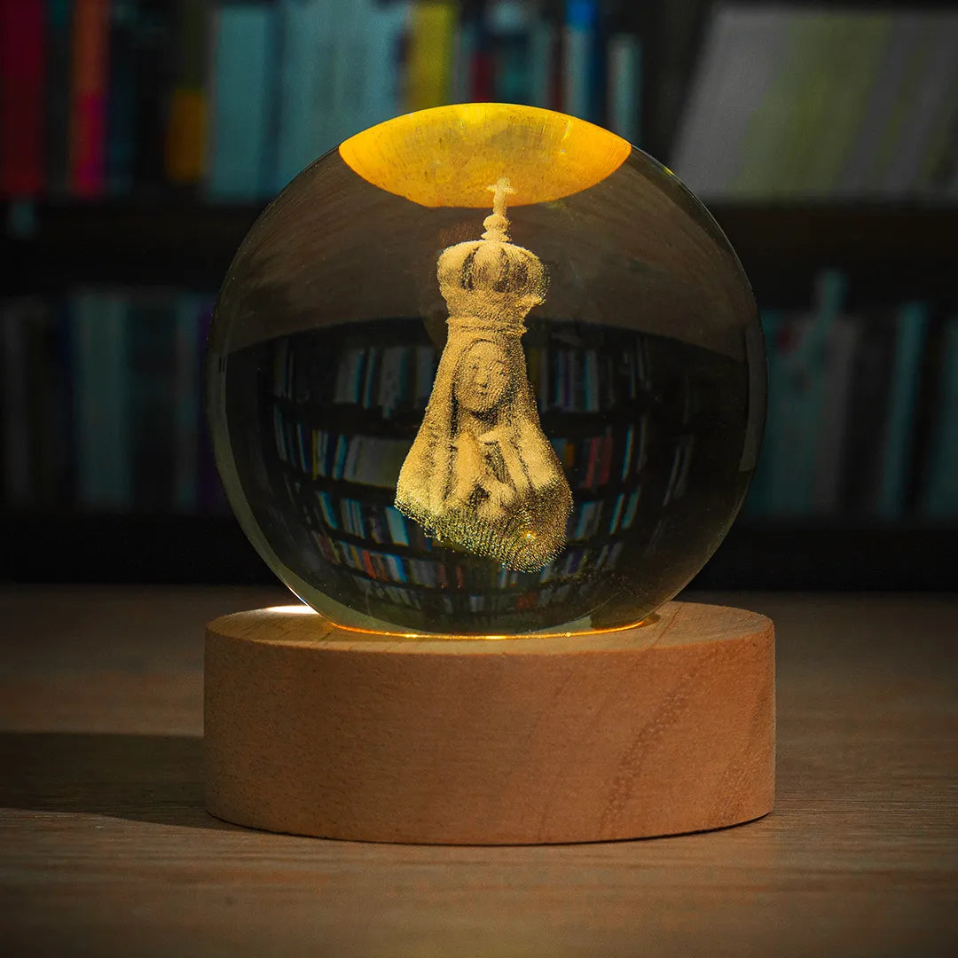 Esfera de Cristal 3D Religiosa con Iluminación LED