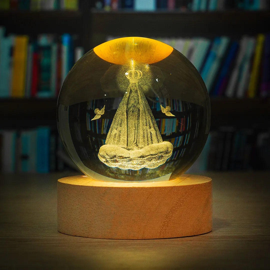 Esfera de Cristal 3D Religiosa con Iluminación LED