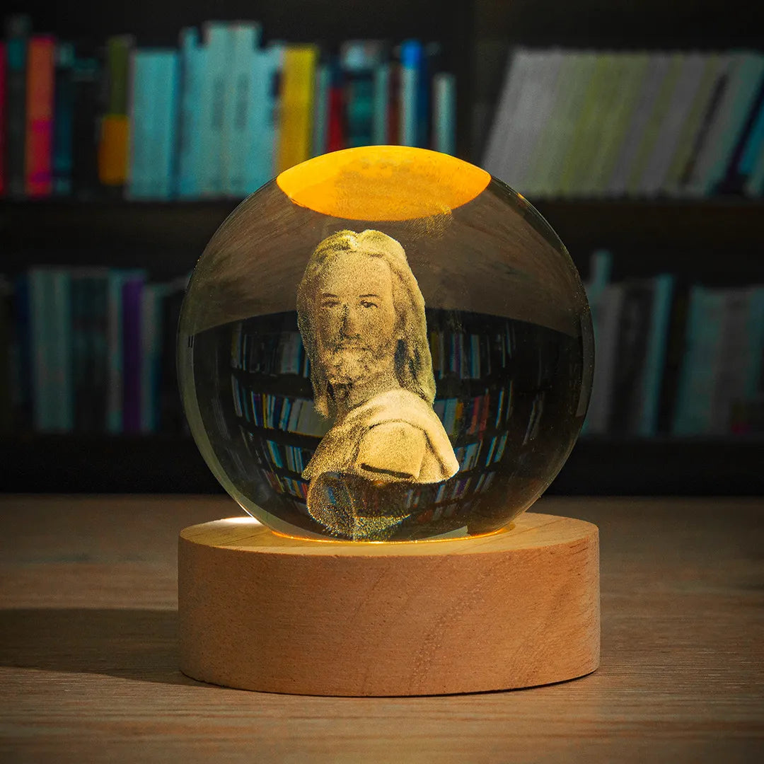 Esfera de Cristal 3D Religiosa con Iluminación LED